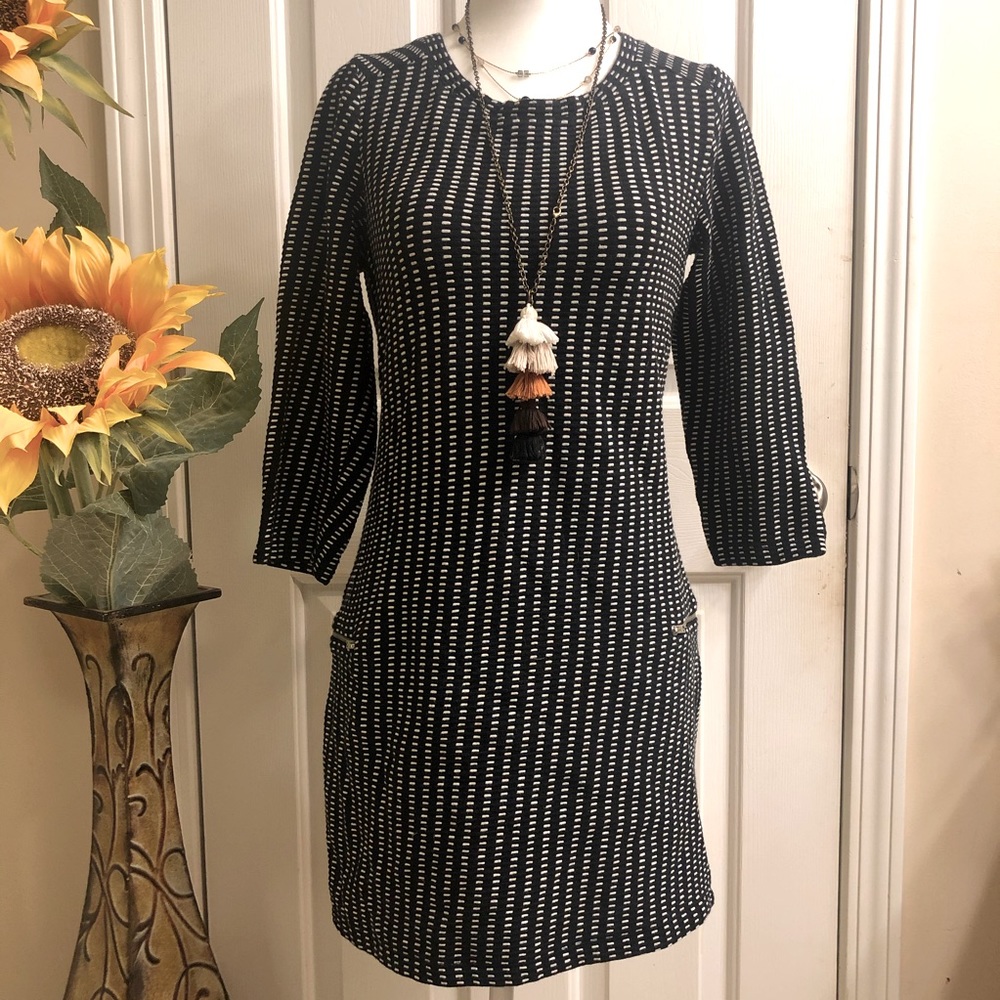 Black white long sleeve dress size small 2